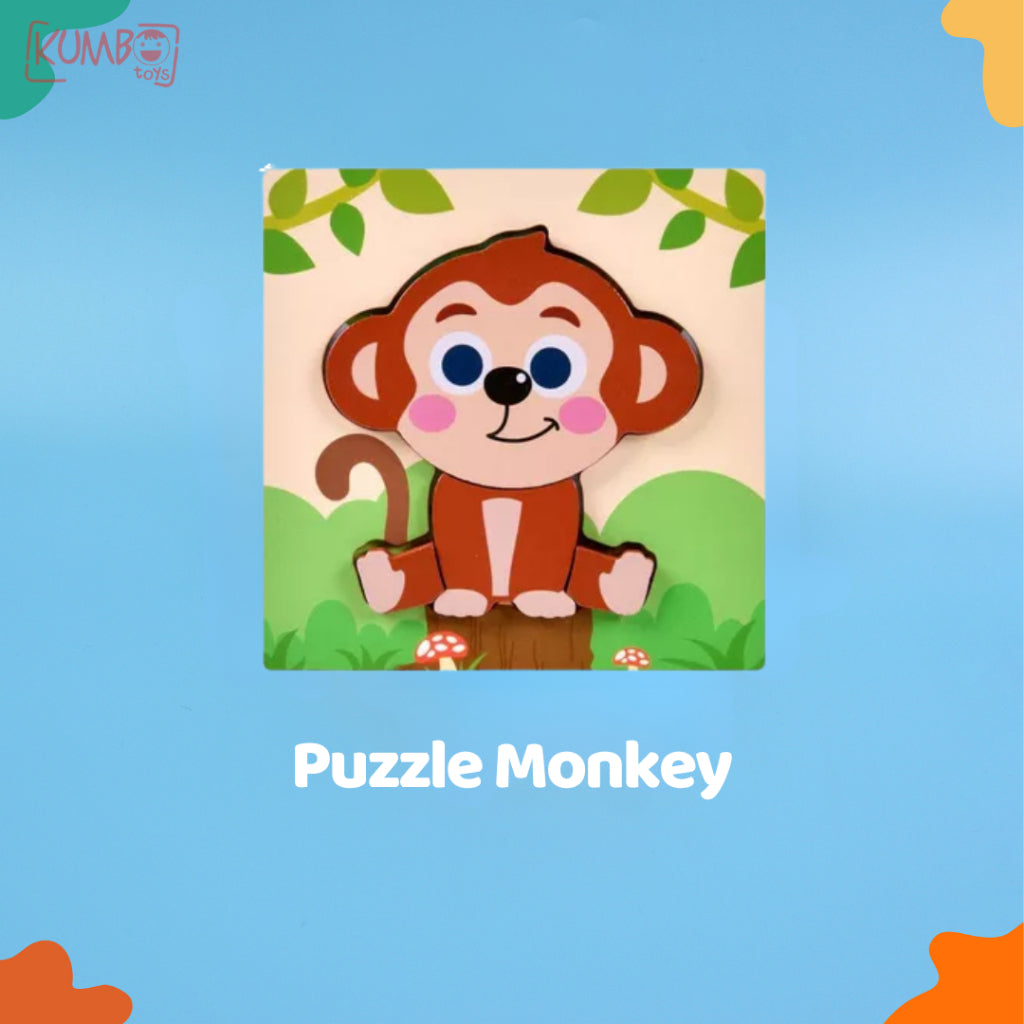 Mainan Edukasi Anak Puzzle Kayu 3D Shape Animal Aneka Bentuk Warna