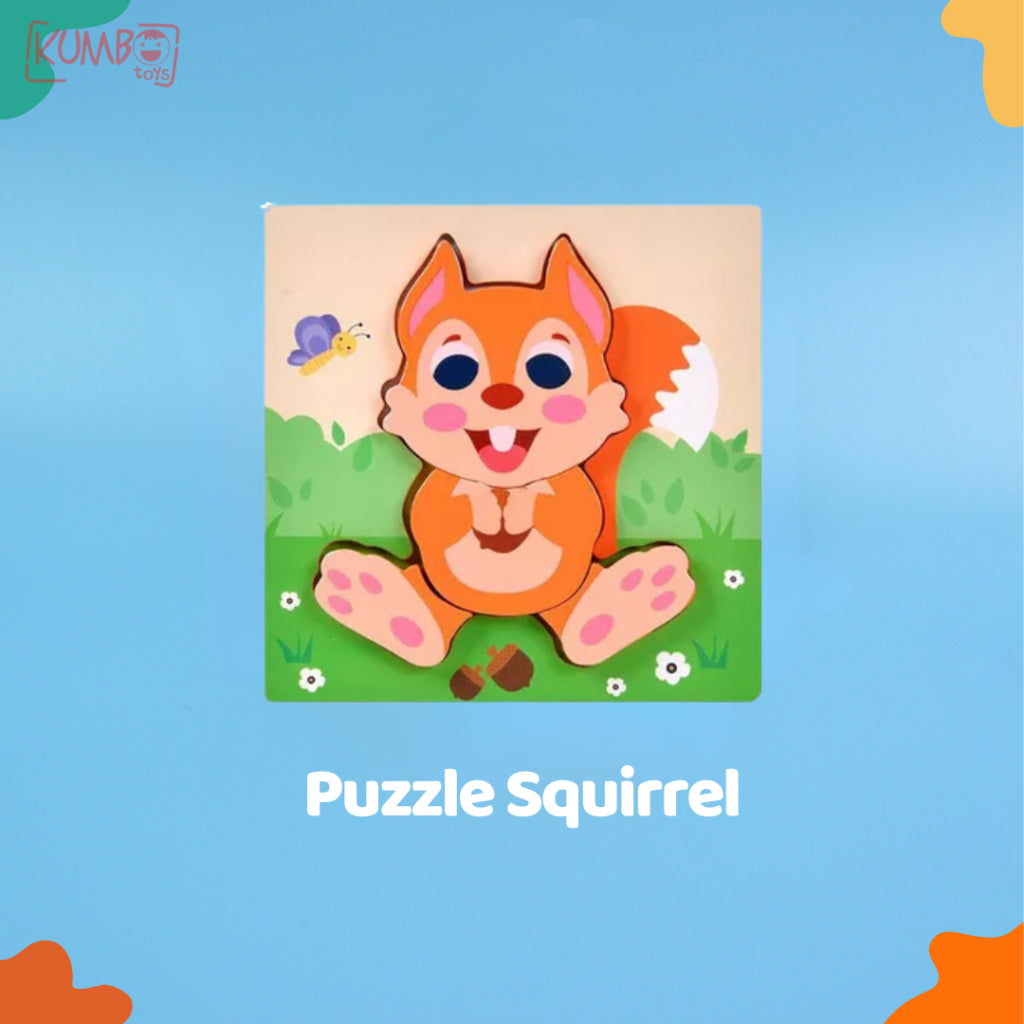 Mainan Edukasi Anak Puzzle Kayu 3D Shape Animal Aneka Bentuk Warna