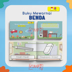 Buku Edukasi Mewarnai Bahasa Indonesia Inggris FullColour Anak TK / Paud Karakter A5