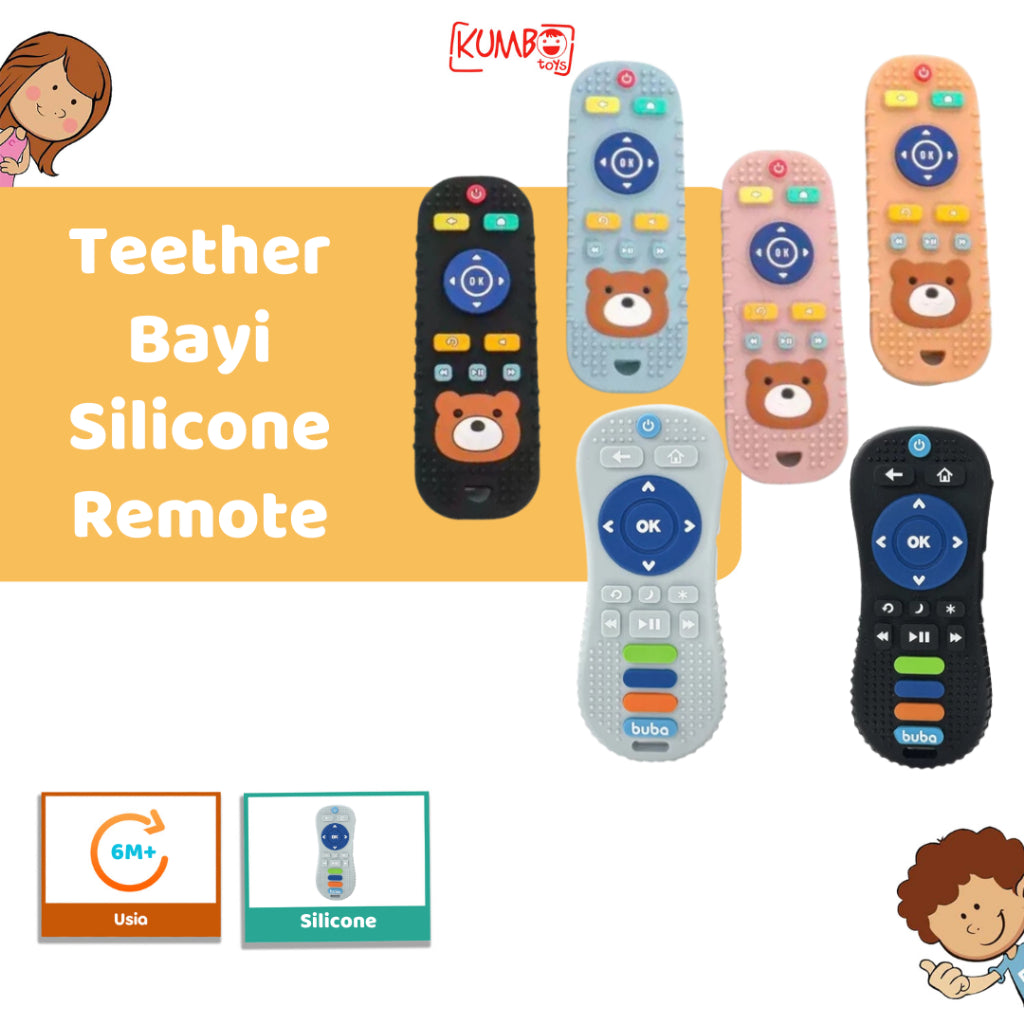 Mainan Gigitan Teether Bayi Silicone Bentuk Remote Bear Polos Teether