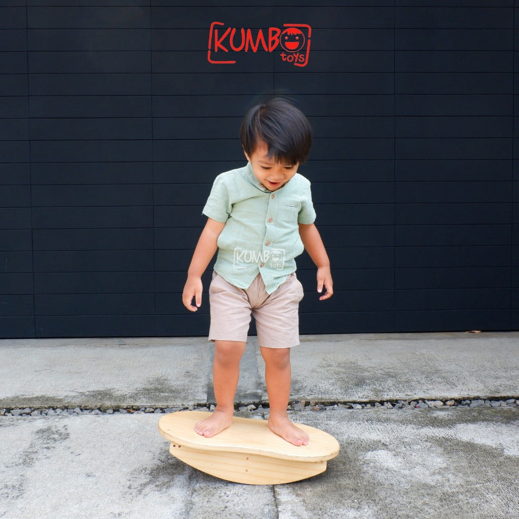 Balance Board Double Elips Papan Keseimbangan Anak Mainan Kayu Edukatif