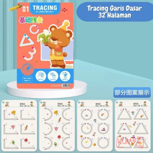 Buku Edukasi Anak Tracing Book Wipe And Clean Reuseable Worksheet