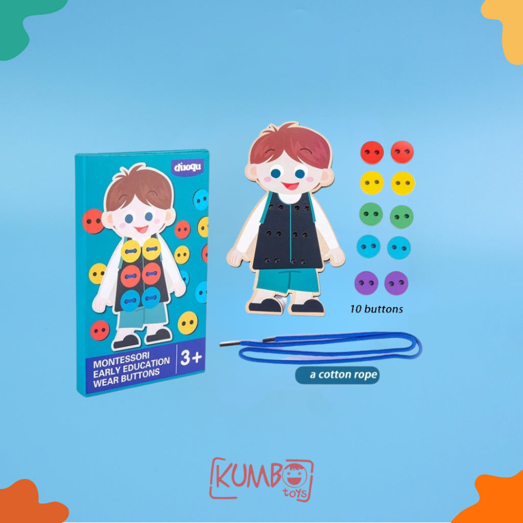 Mainan Edukasi Anak Memasang Kancing Baju Montessori Early Education Wear Buttons