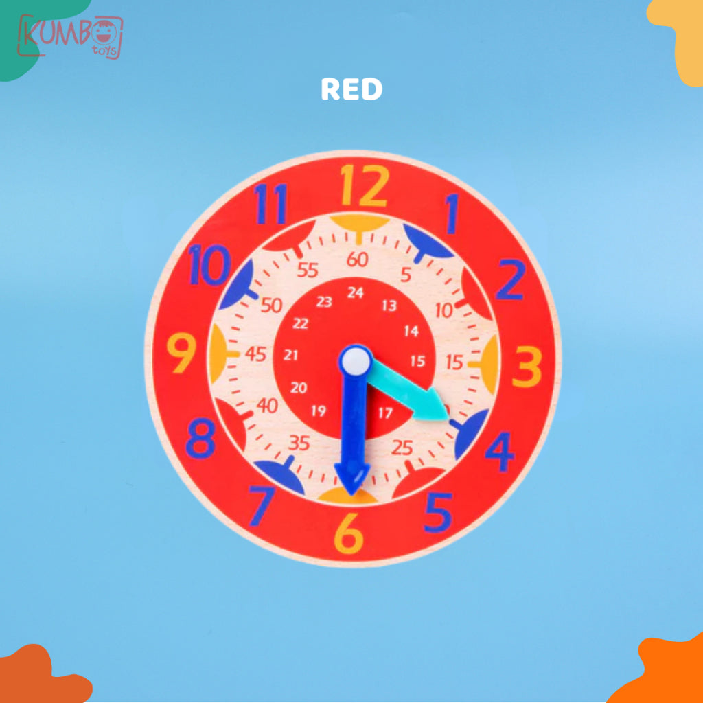Mainan Edukasi Anak Jam Kayu Polos Wooden Clock Toys