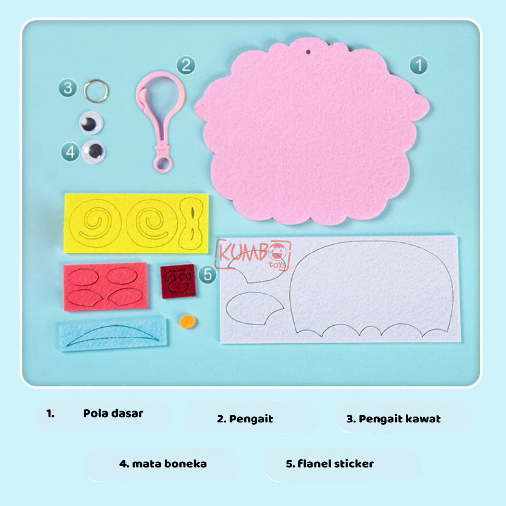 Mainan Edukasi Anak Gantungan Flanel 2D Karakter Hewan Lucu Craft Prakarya Kerajinan Tangan