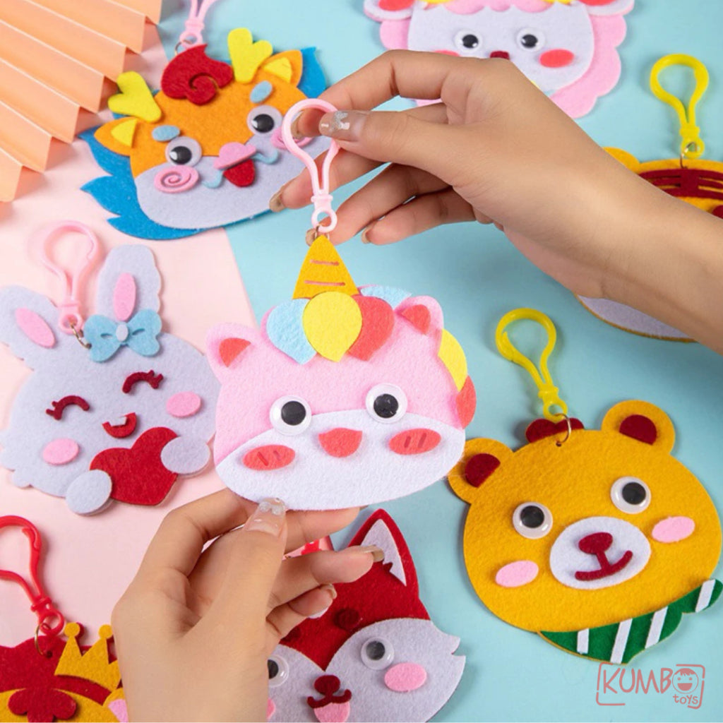 Mainan Edukasi Anak Gantungan Flanel 2D Karakter Hewan Lucu Craft Prakarya Kerajinan Tangan