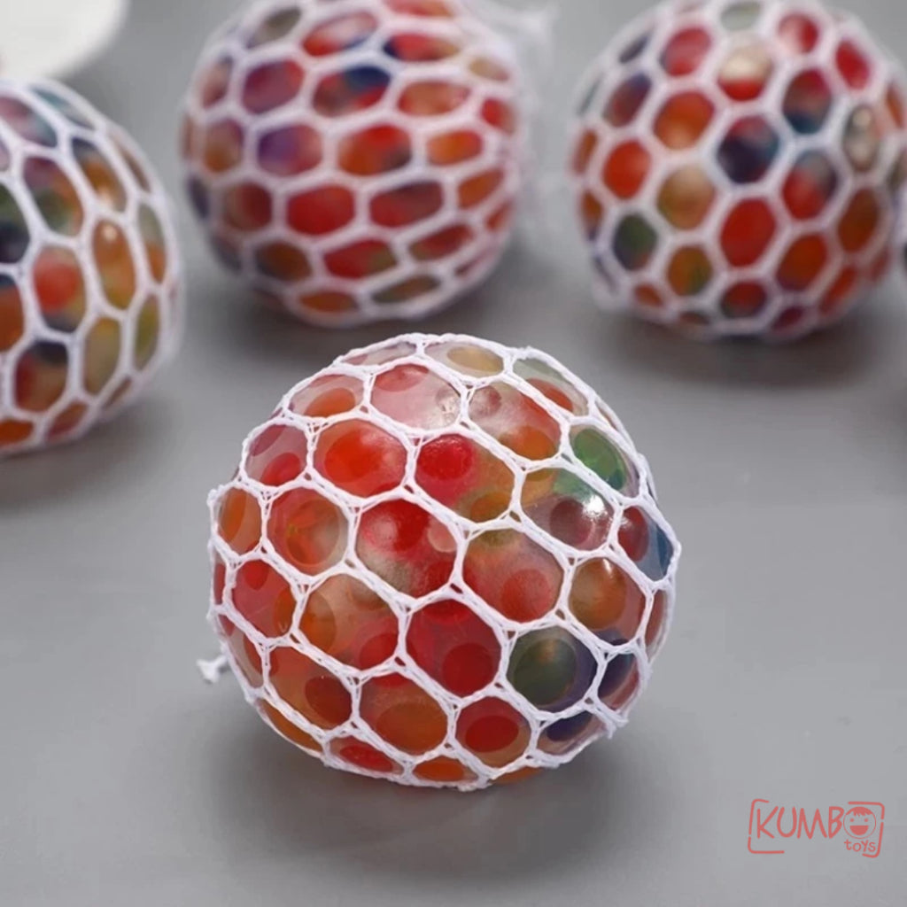 Mainan Edukasi Anak Squishy Mesh Ball Waterbeads Rainbow Bola Jaring