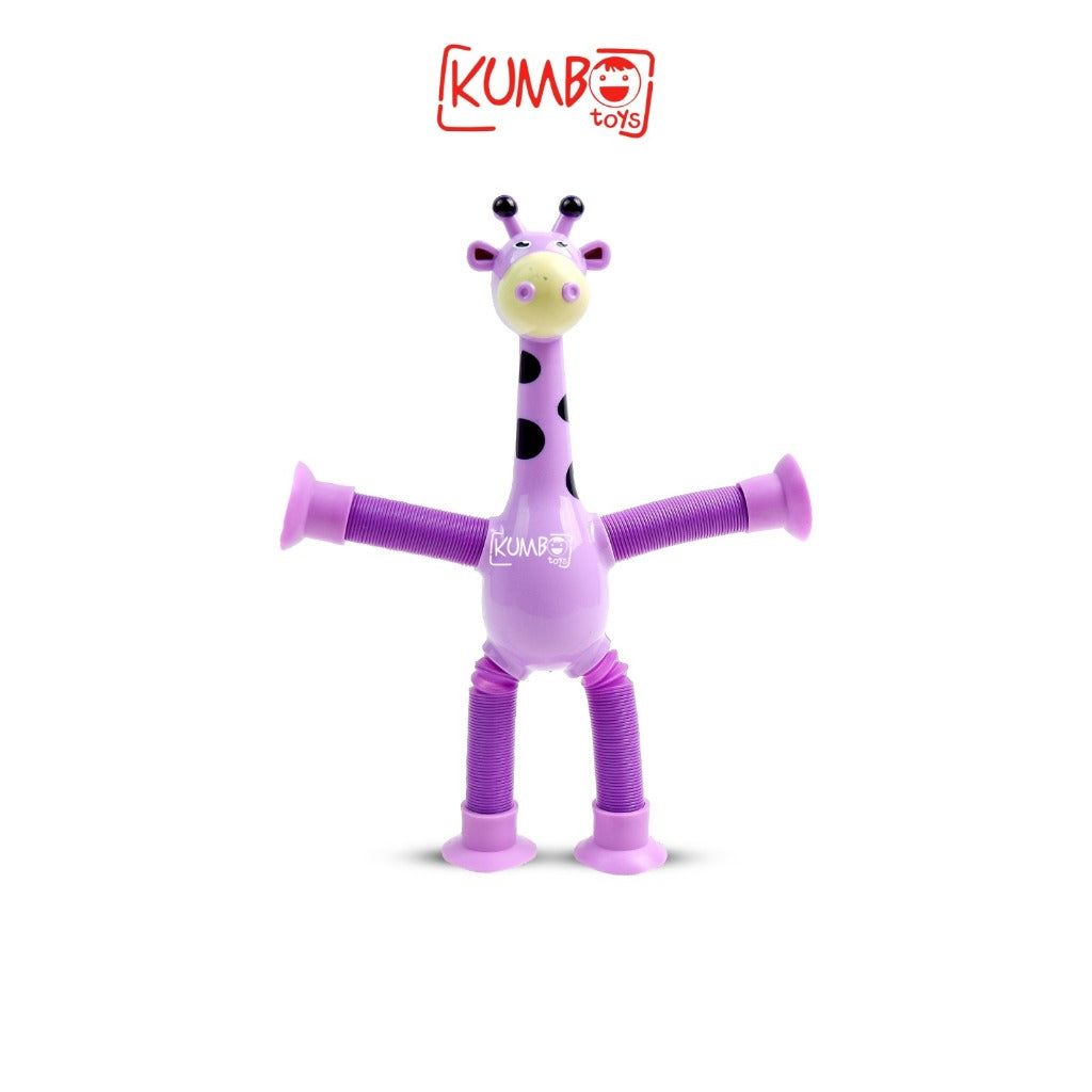 Mainan Anak Tempel Jerapah Lampu Nyala Tarik Tabung Teleskopik Fidget Toys
