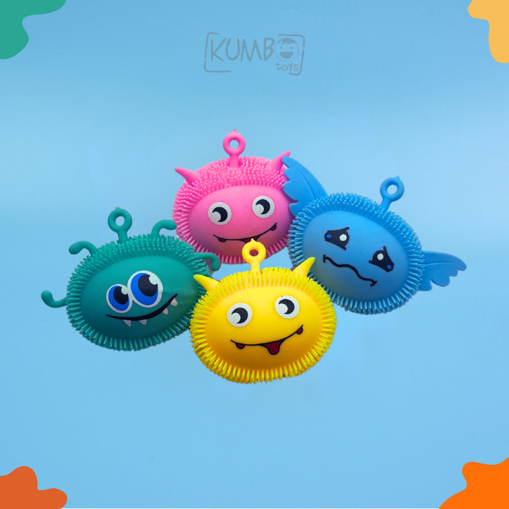 Mainan Edukasi Anak Squishy Puffer Ball LED Karakter Lucu