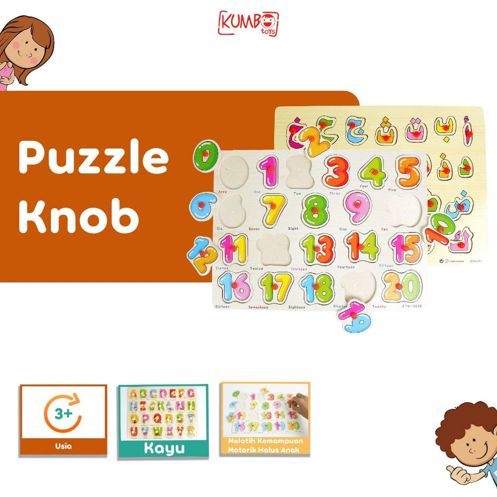 Mainan Edukasi Anak Puzzle Kayu Knob
