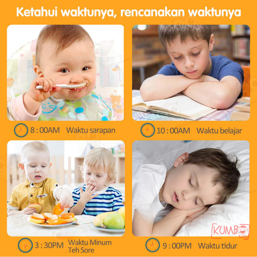 Mainan Edukasi Anak Jam Kayu Polos Wooden Clock Toys