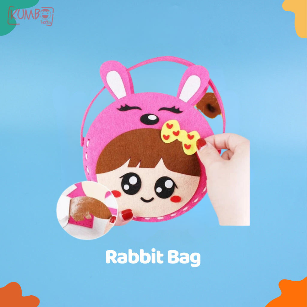 Mainan Edukasi Anak Tas Flanel Anak Montessori DIY Flanel HandBag Menjahit Handcraft Craft karakter