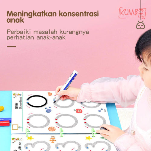 Mainan Edukasi Anak Book Stroke Line Dot To Dot Buku Belajar Menulis Reuseable Magic Workbook Activity