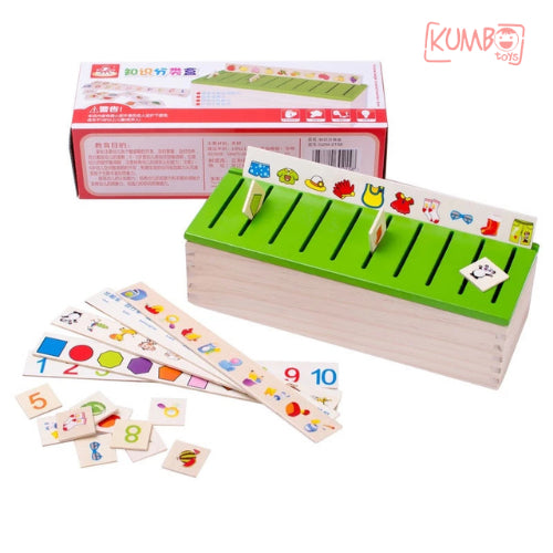 Mainan Edukasi Anak Knowledge Classification Box Kotak Klasifikasi Sortir Bentuk Warna Hewan Buah