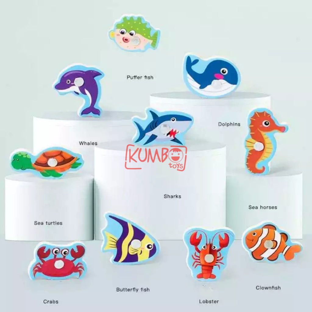 Mainan Edukasi Anak Pancing Ikan Papan Karakter