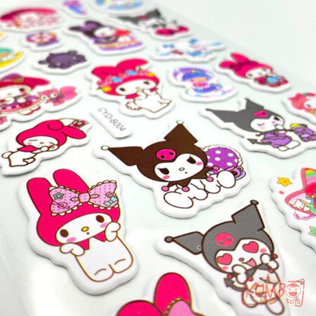 Mainan Edukasi Anak Sticker 3D Timbul Karakter SANRIO Mix Panjang Kuromi Melody Cinnamoroll