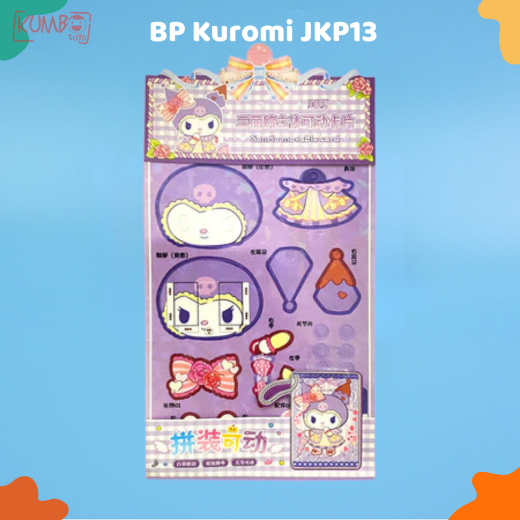 Mainan Edukasi Anak DIY BP 3D Karakter Sanrio Hologram Movable Card