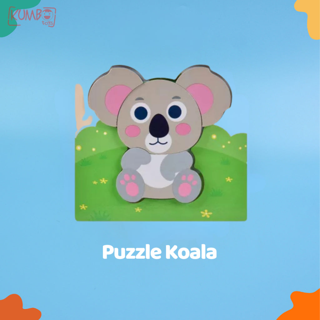 Mainan Edukasi Anak Puzzle Kayu 3D Shape Animal Aneka Bentuk Warna