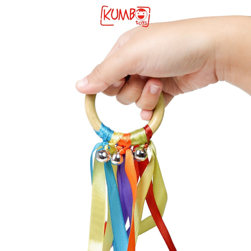 Kumbotoys Ribbon Ring Rattle Rainbow Mainan Edukasi Sensori Anak
