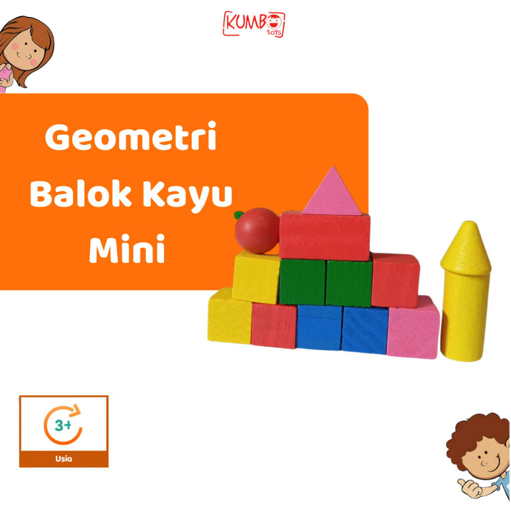 Mainan Edukasi Anak Geometri Balok Kayu Mini