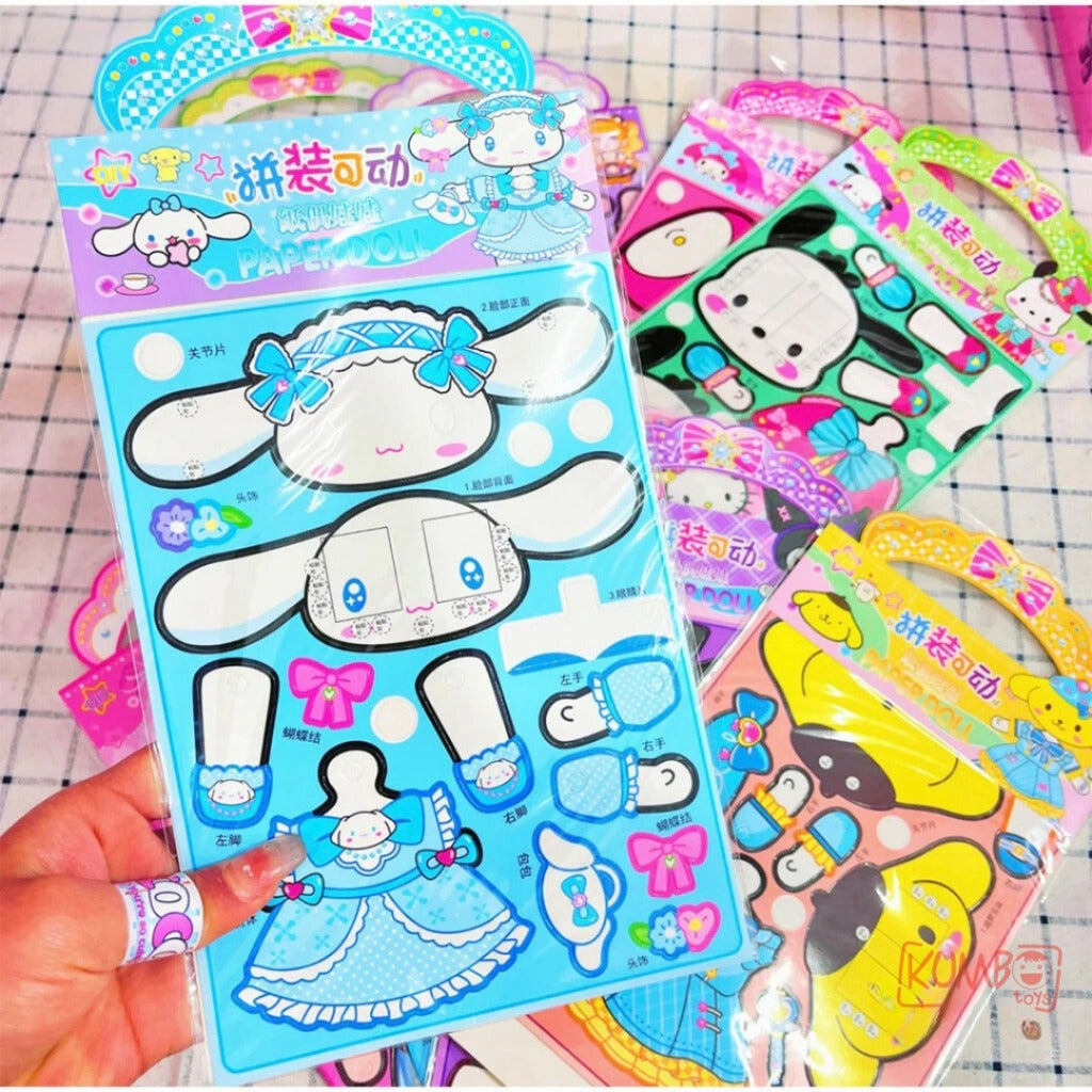 Mainan Edukasi Anak DIY BP Paper Doll Karakter Sanrio Cinnamarol Kuromi BP 3D