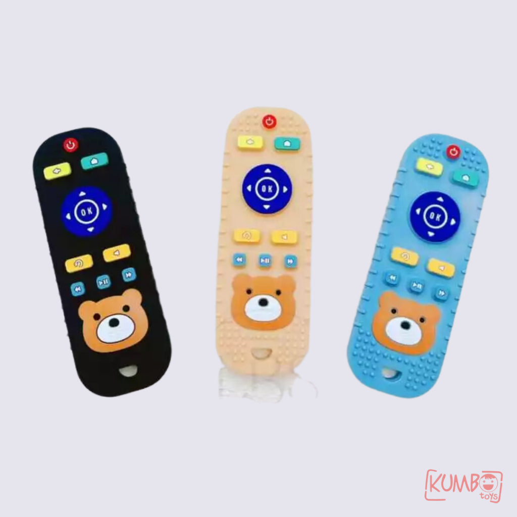 Mainan Gigitan Teether Bayi Silicone Bentuk Remote Bear Polos Teether