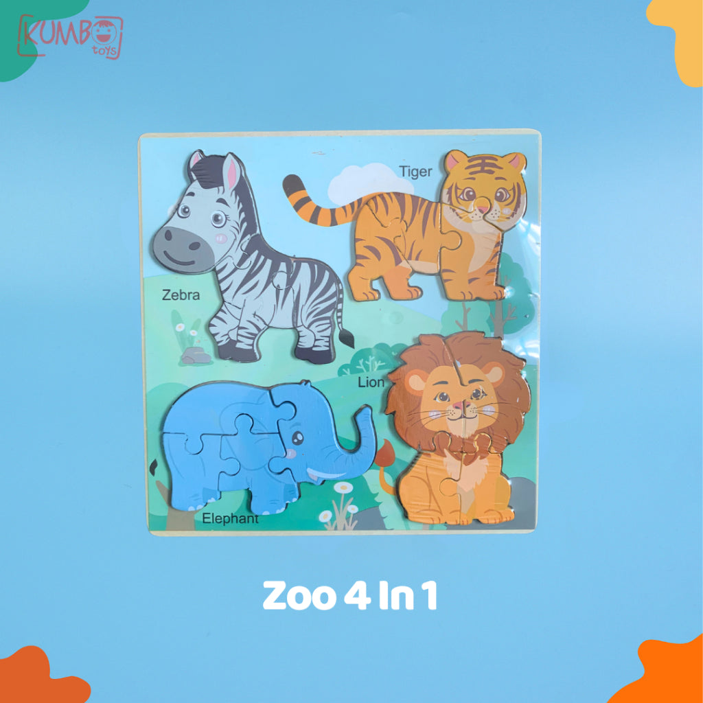 Mainan Edukasi Anak Puzzle Kayu 3D Shape Mix Matching 4 In 1 Puzzle Kayu Anak