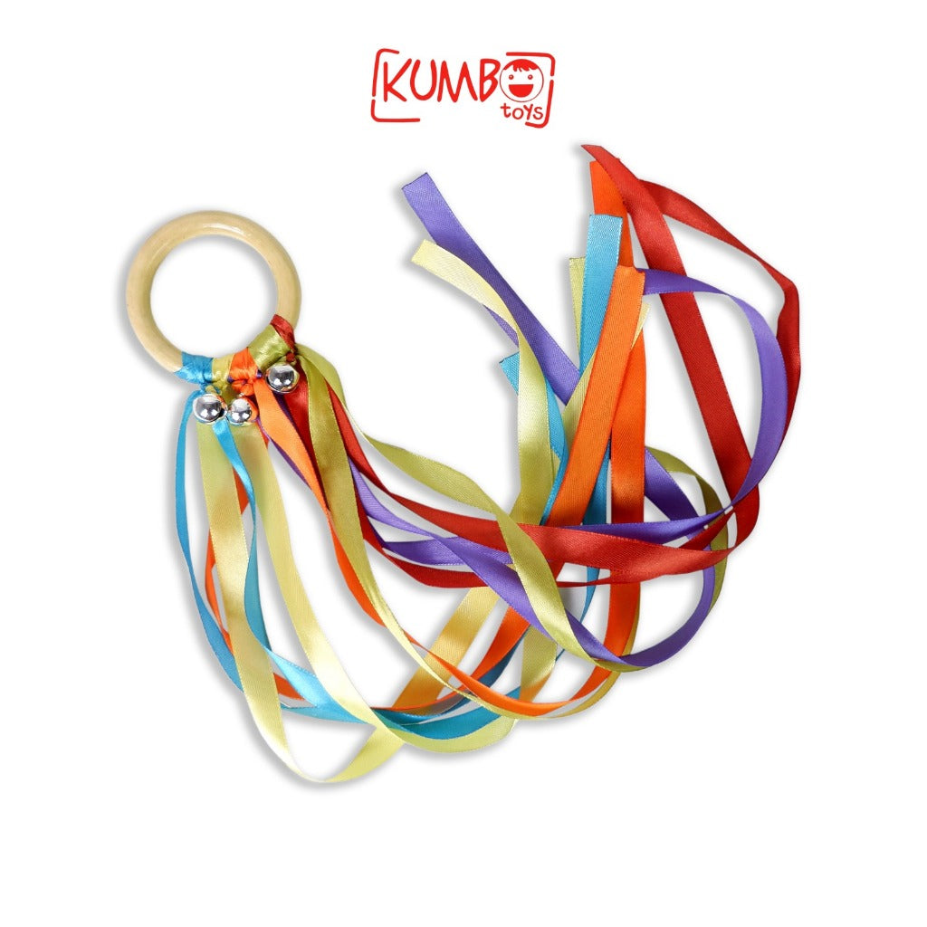 Kumbotoys Ribbon Ring Rattle Rainbow Mainan Edukasi Sensori Anak