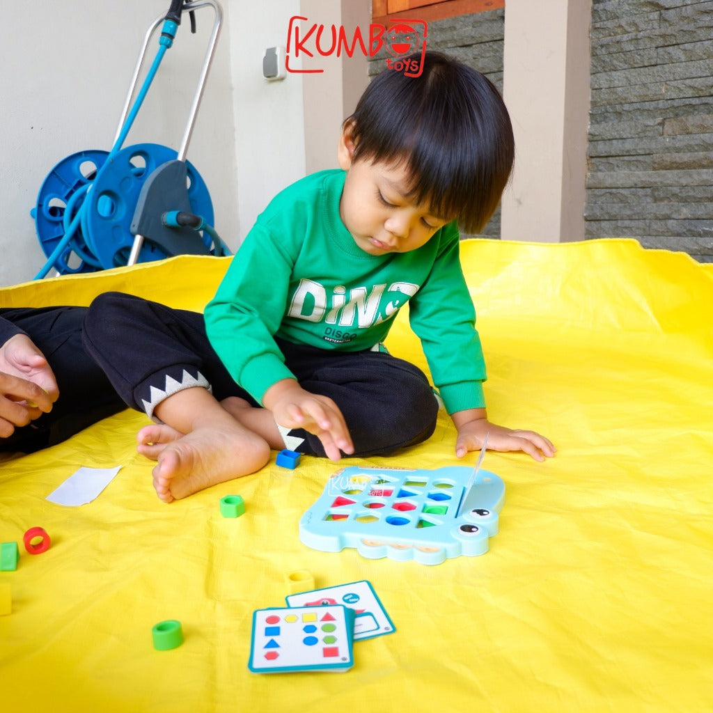 Mainan Edukasi Anak Pairing Shape Dinosaurus Puzzle 3D Shape Mencocokan Geometri Dino