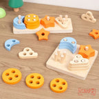 Mainan Edukasi Anak Geometric Shape Stack Board Geometri Pasak Kayu