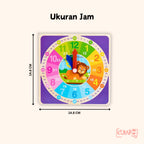 Mainan Edukasi Anak Jam Motif Hewan Wooden Clock Animal