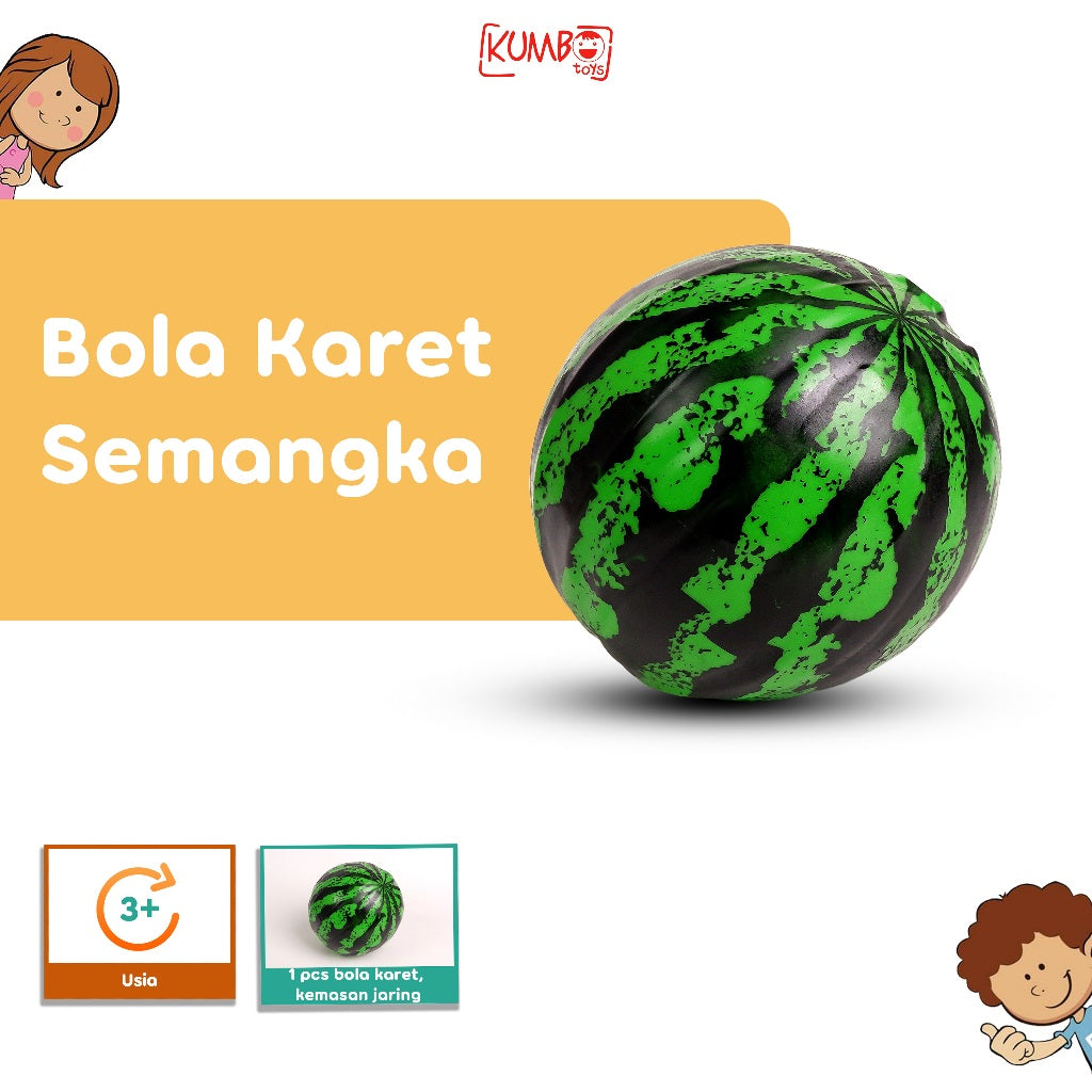 Mainan Edukasi Anak Bola Karet Motif Semangka 22cm BOLA SEMANGKA
