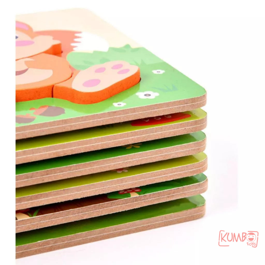 Mainan Edukasi Anak Puzzle Kayu 3D Shape Animal Aneka Bentuk Warna