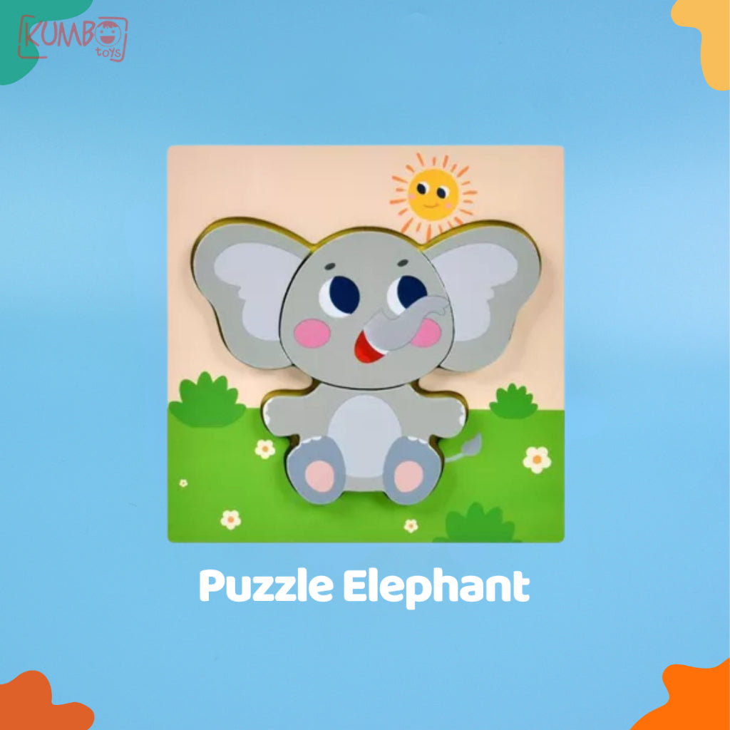 Mainan Edukasi Anak Puzzle Kayu 3D Shape Animal Aneka Bentuk Warna