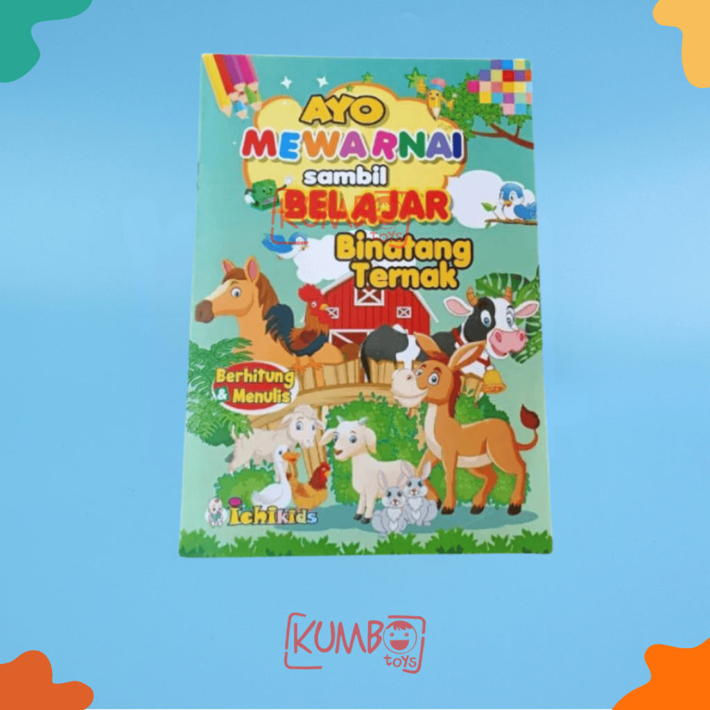 Buku Edukasi Mewarnai Berhitung dan Menulis Anak TK / Paud Karakter A5