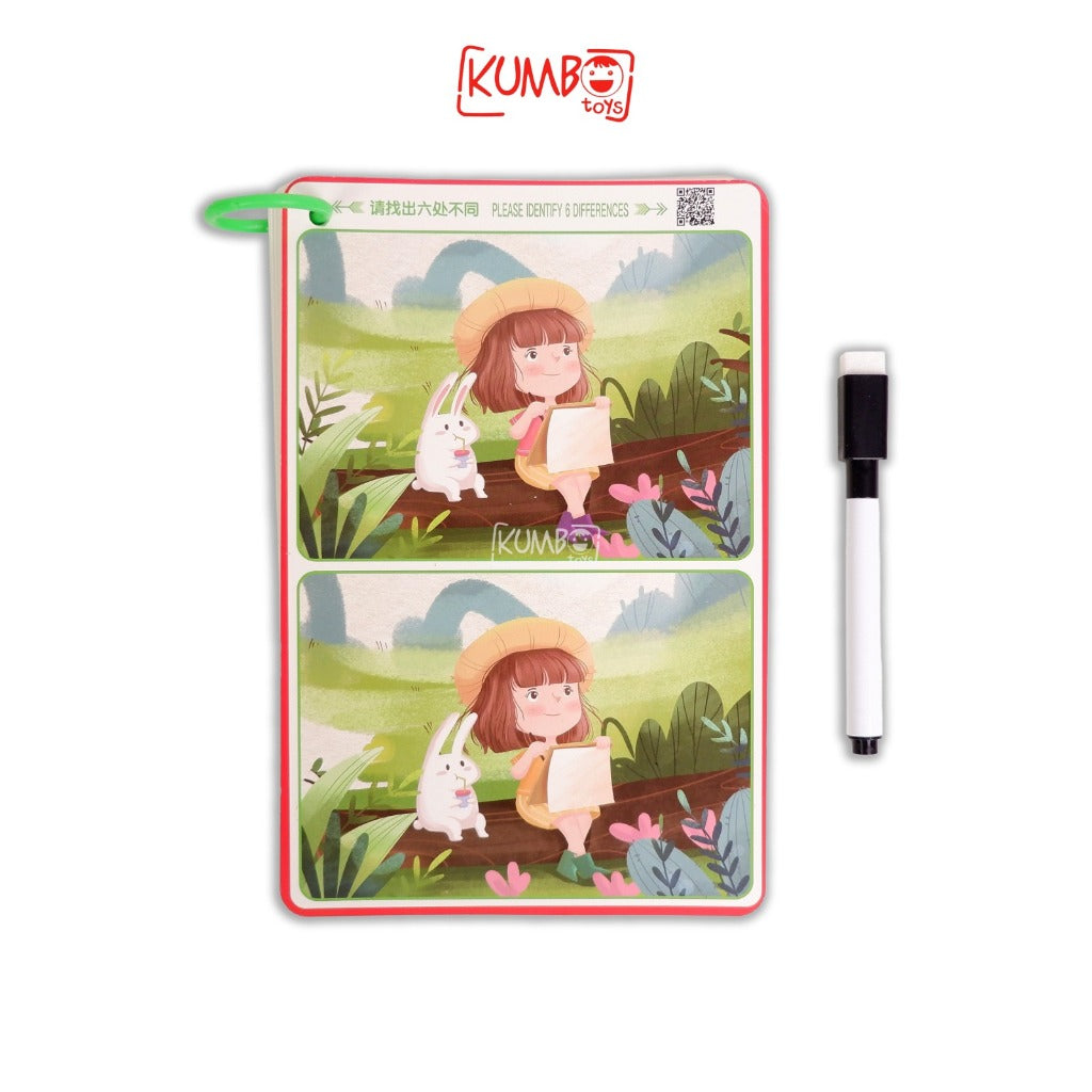 Buku Edukasi Anak Aktivitas Mencari Perbedaan Gambar Wipe And Clean Reuseable Book