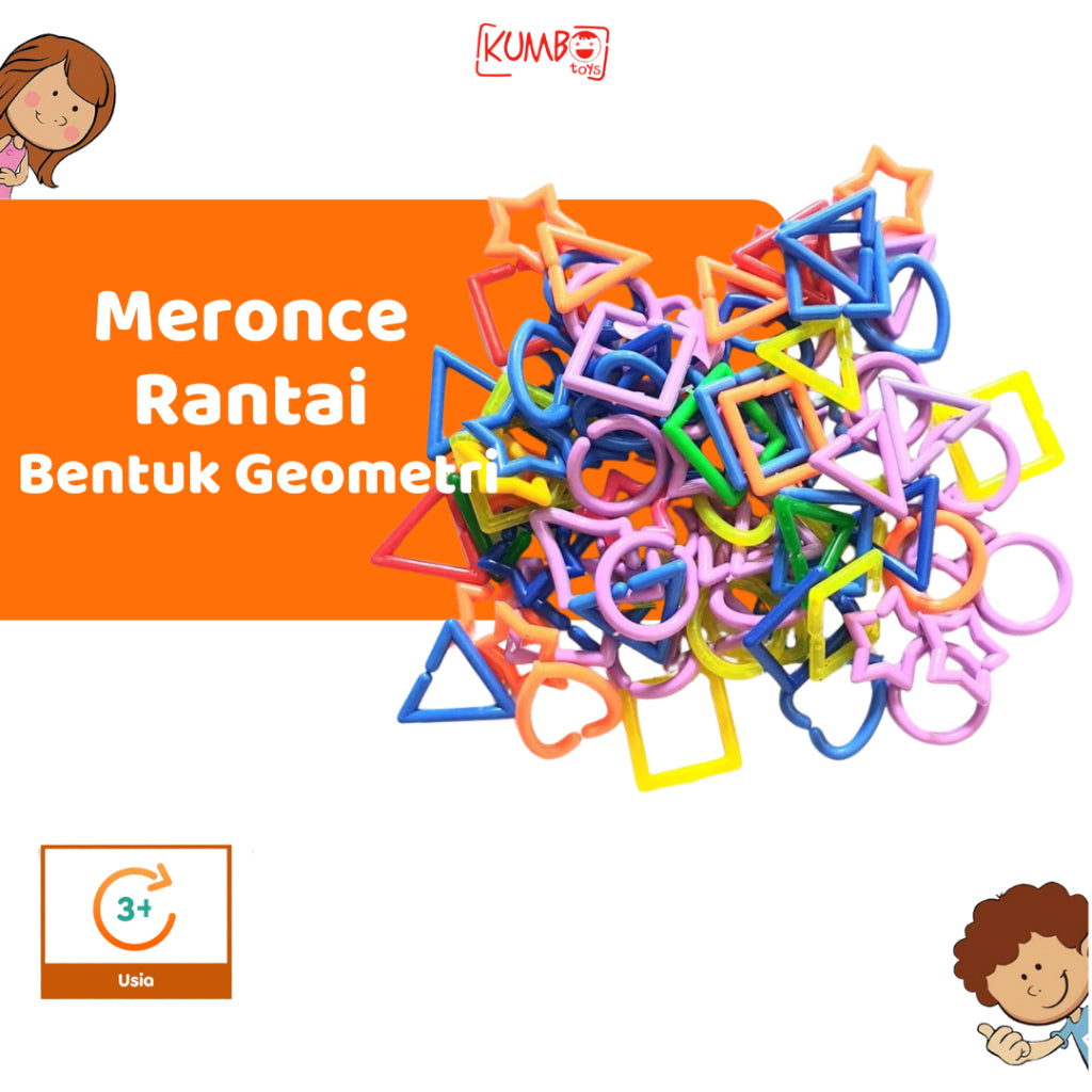 Mainan Edukasi Meronce Geometri Rantai Plastik Anak