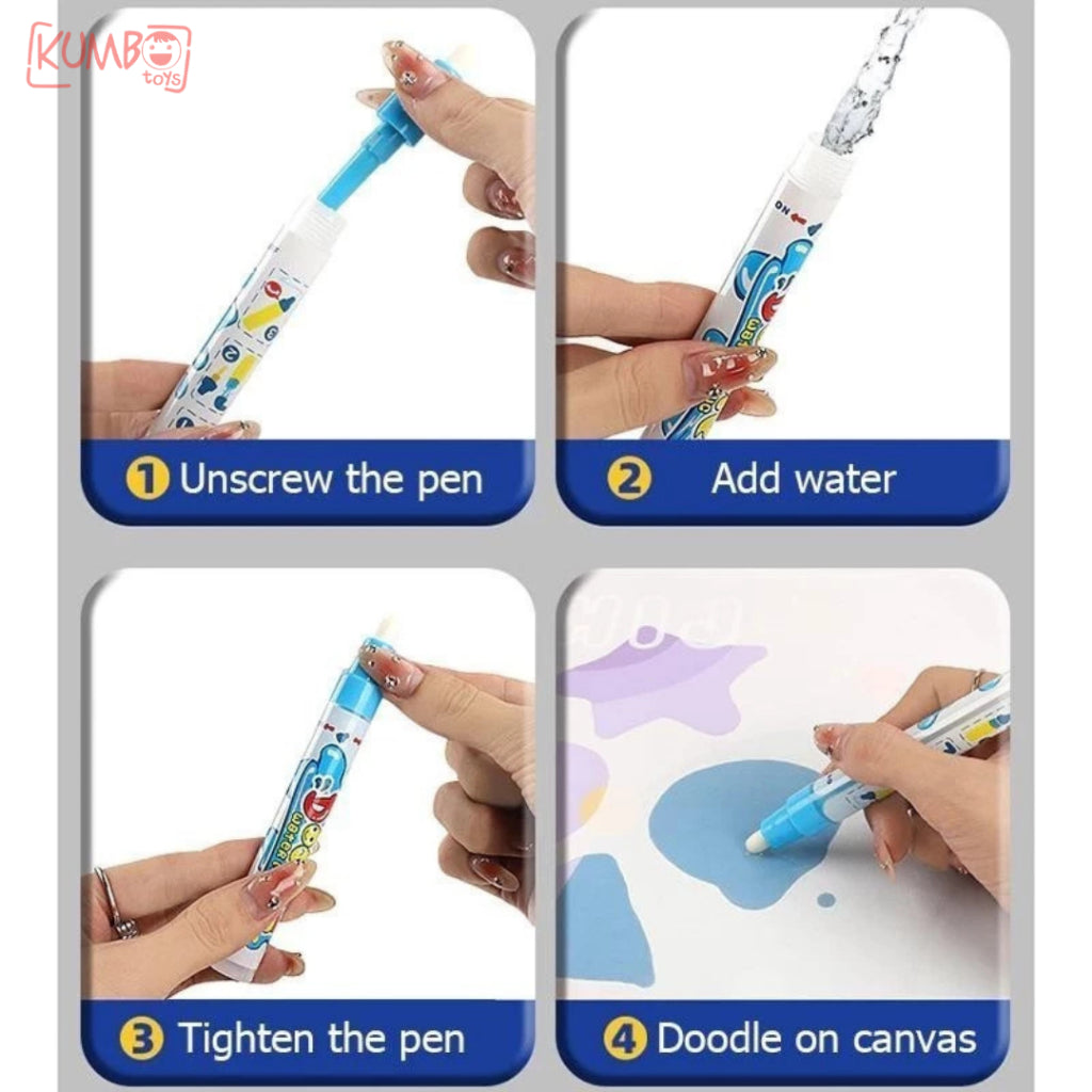 Mainan Edukasi Montessori Anak Water Painting Doodle Mat With Pen Matras Alas Mewarnai