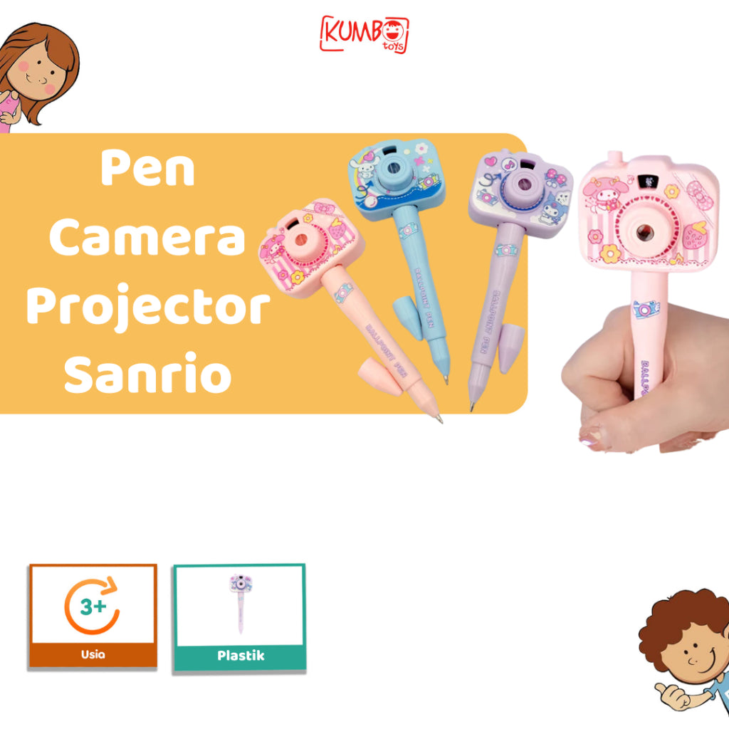 Mainan Edukasi Anak Camera Projector Pen Karakter Sanrio Pulpen Kamera Lucu