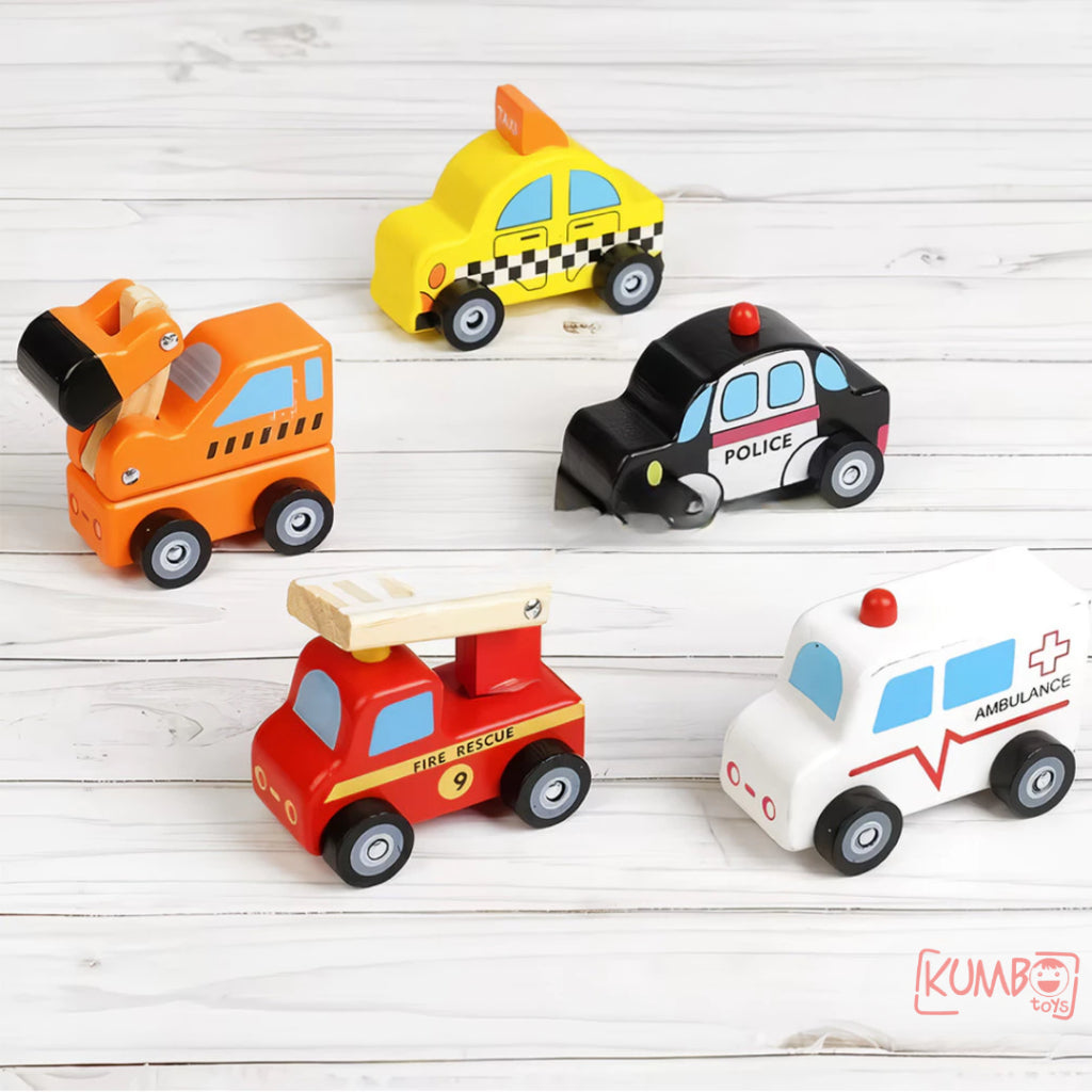 Mainan Edukasi Anak Mobil Kayu Transportasi Bahan Kayu Halus