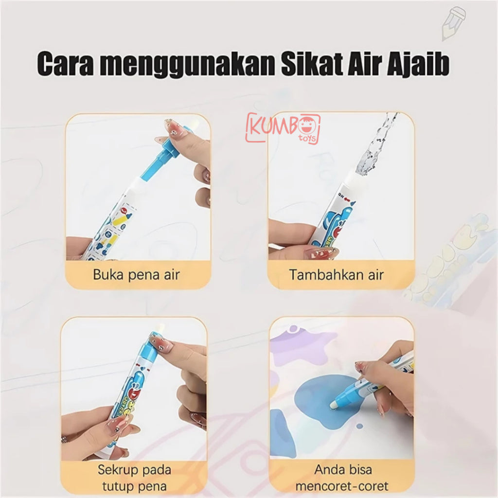 Mainan Edukasi Anak Water Painting Doodle Mat Kanvas Ajaib Lukis