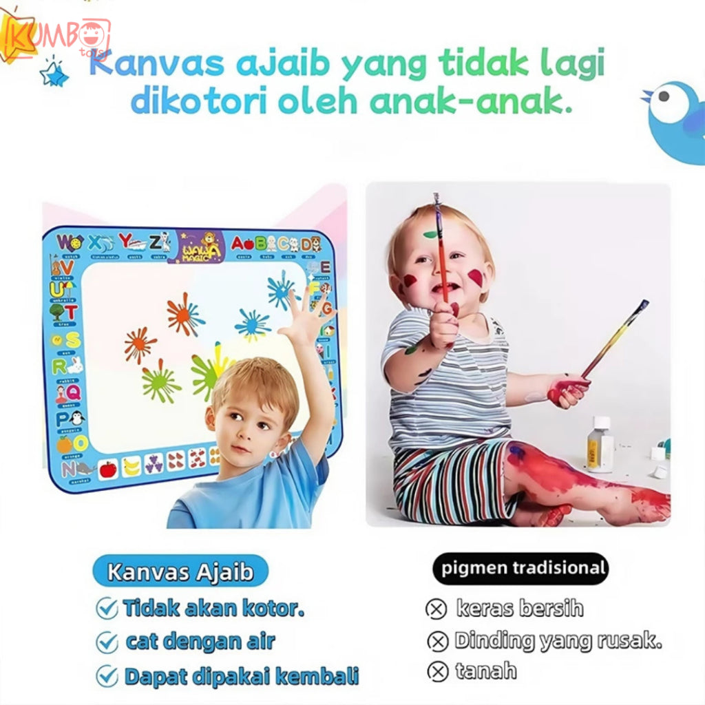 Mainan Edukasi Anak Water Painting Doodle Mat Kanvas Ajaib Lukis