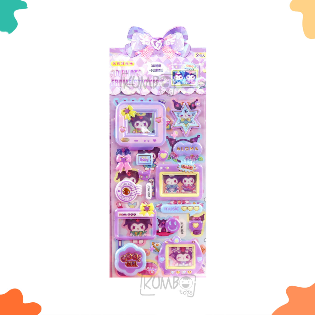 Mainan Edukasi Anak Sticker 3D Timbul Karakter SANRIO Mix Panjang Kuromi Melody Cinnamoroll