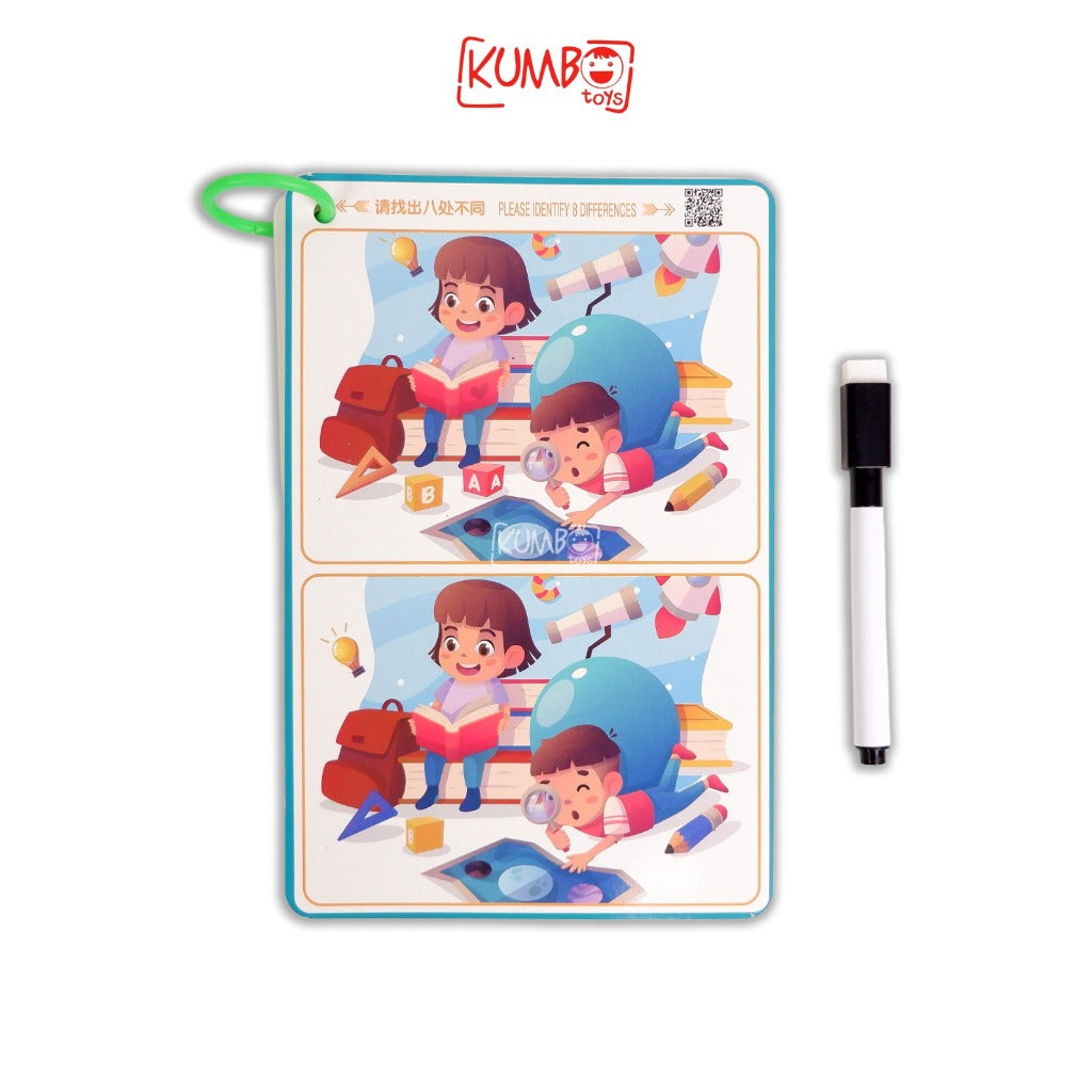 Buku Edukasi Anak Aktivitas Mencari Perbedaan Gambar Wipe And Clean Reuseable Book