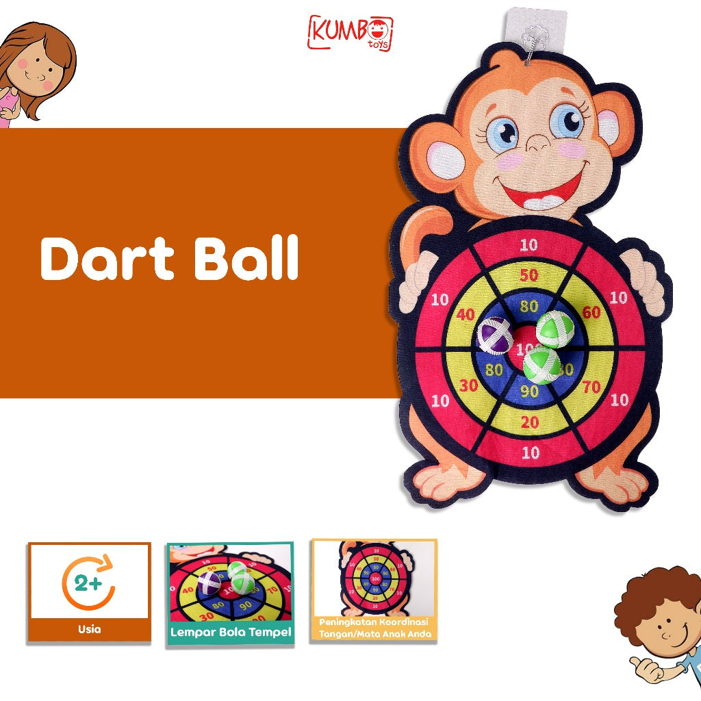 Mainan Edukasi Anak Lempar Bola Tempel Target Dart Ball