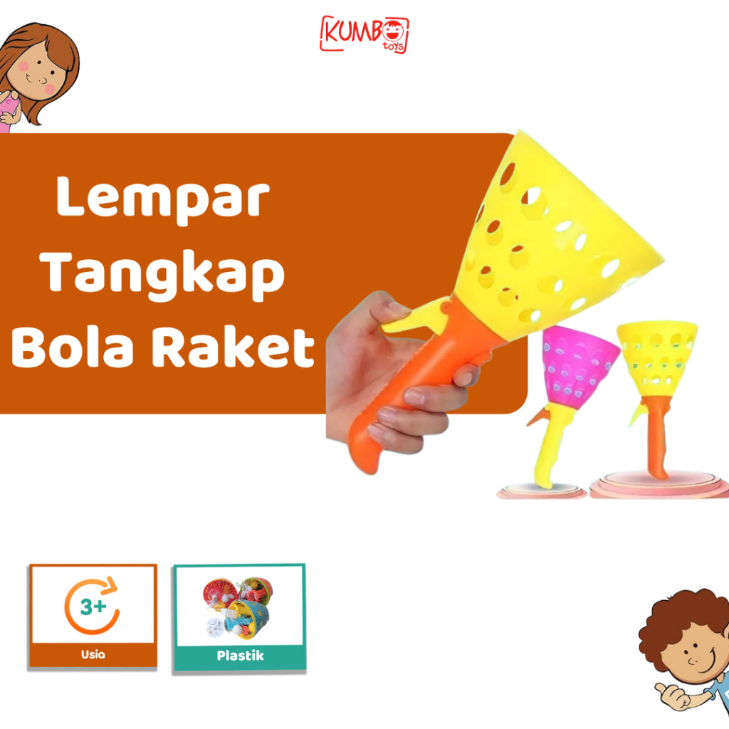 Mainan Edukasi Anak Lempar Tangkap Bola Raket Ball Fun Game