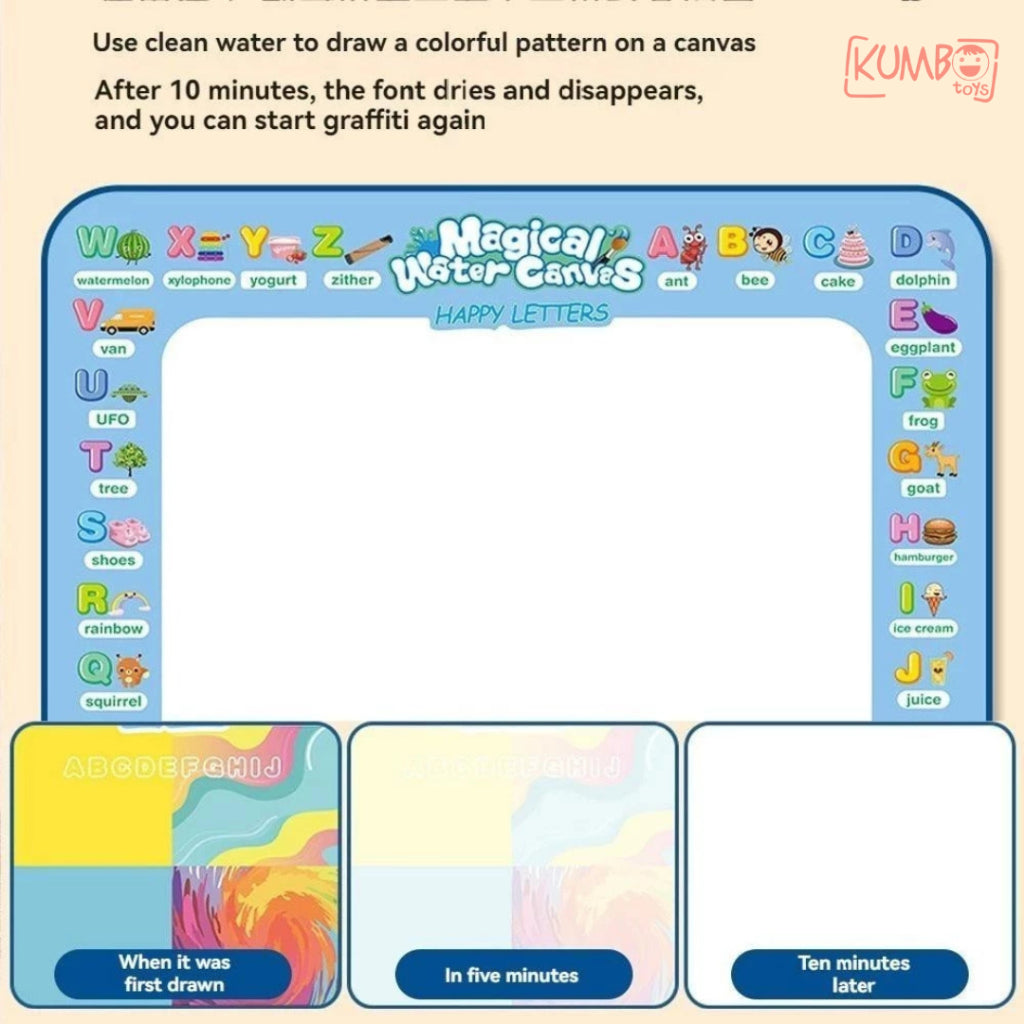 Mainan Edukasi Montessori Anak Water Painting Doodle Mat With Pen Matras Alas Mewarnai