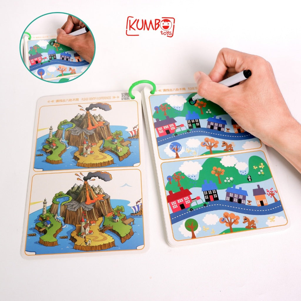 Buku Edukasi Anak Aktivitas Mencari Perbedaan Gambar Wipe And Clean Reuseable Book