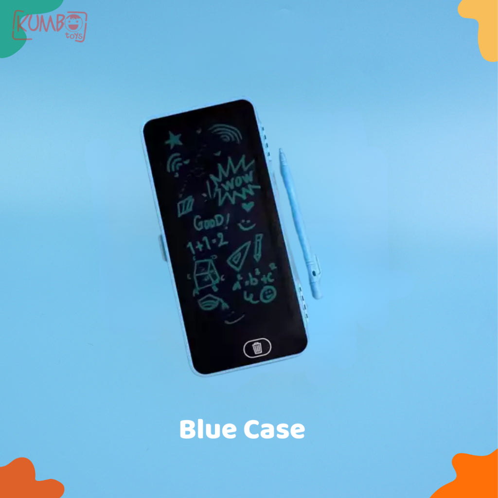 Mainan Edukasi Anak Drawing Box Pencil Case LCD Papan Tulis Pen Case