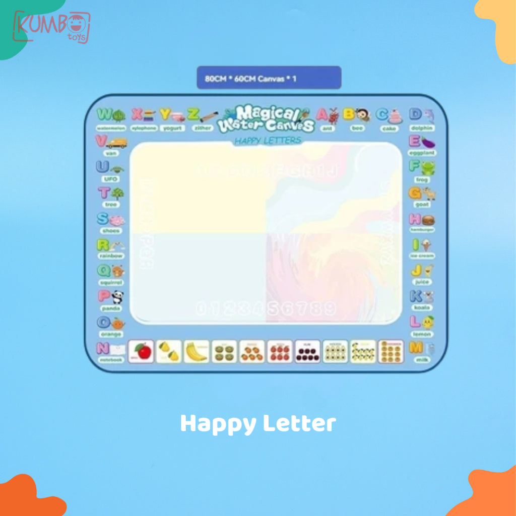 Mainan Edukasi Montessori Anak Water Painting Doodle Mat With Pen Matras Alas Mewarnai